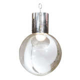 Spherical clear and lattimo glass "drip" pendant ceiling fixture